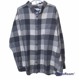 Columbia Men’s XXL Gray Casual Plaid Long Sleeve Button Down Shirt